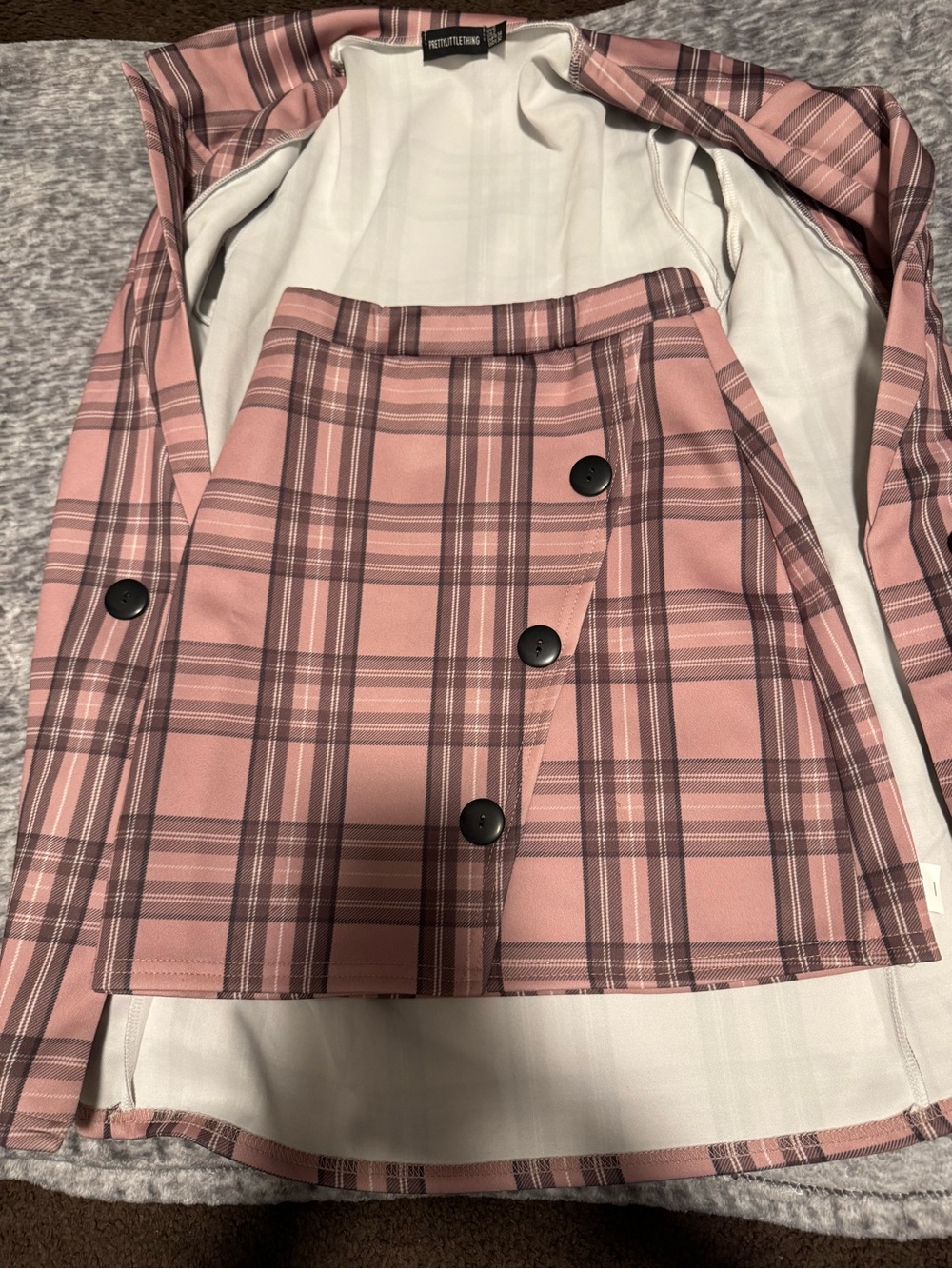 PrettyLittleThing Pink Plaid Button-Detail Mini Skirt